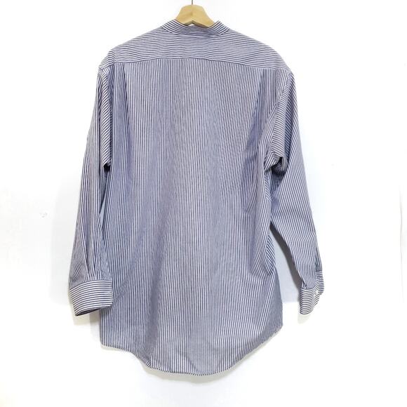 The Arrow Company | Wrinkle Free Broadcloth Striped Banded Collar Neckline Shirt - Picture 2 of 6